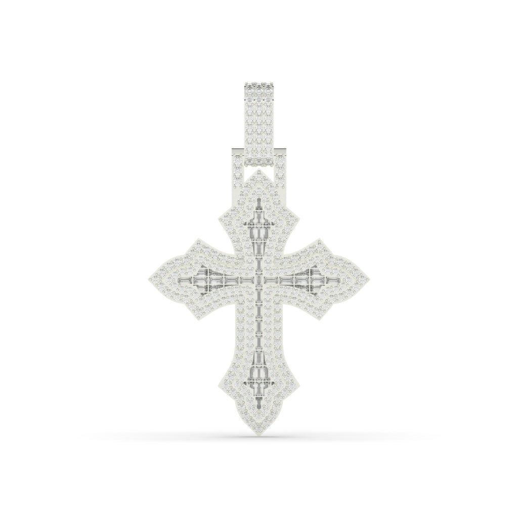 Iced Out Fleur Cross Pendant