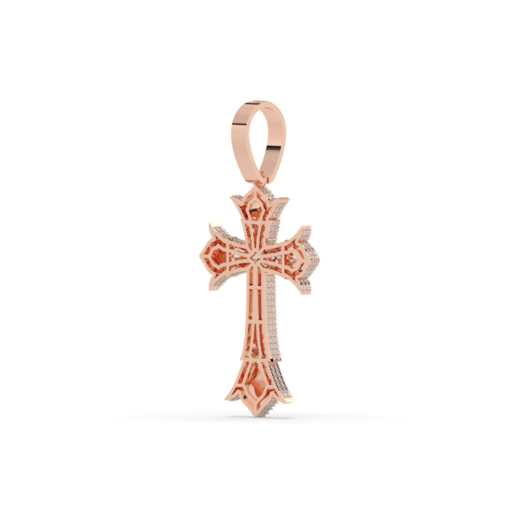 Red Center Gothic Cross Pendant