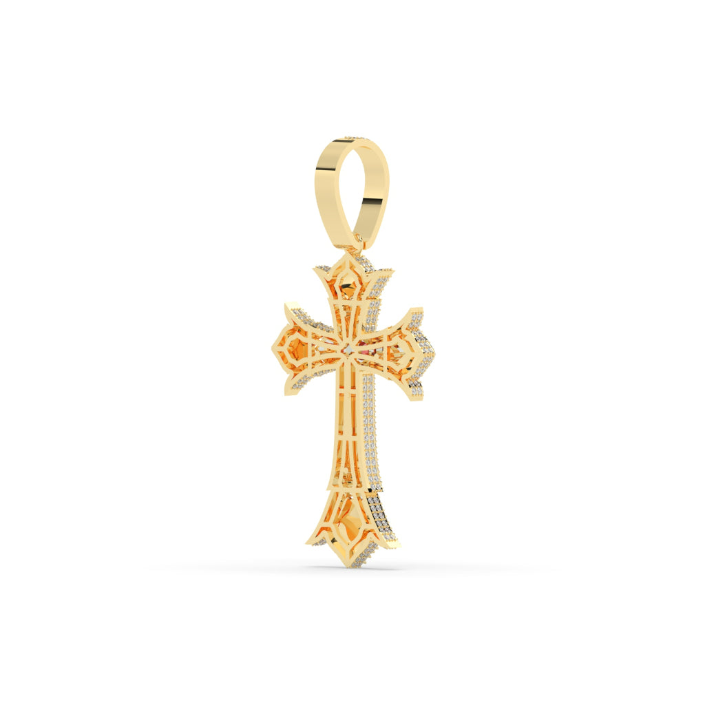 Red Center Gothic Cross Pendant