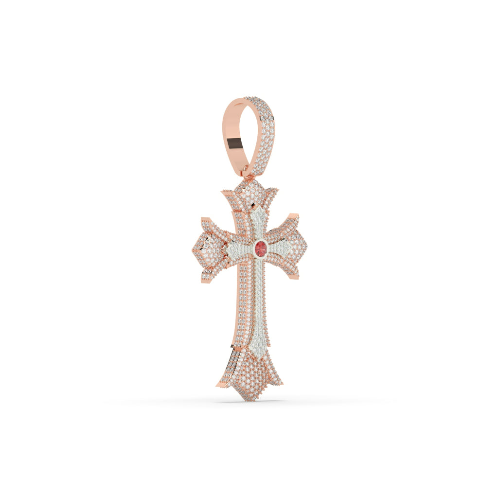 Red Center Gothic Cross Pendant