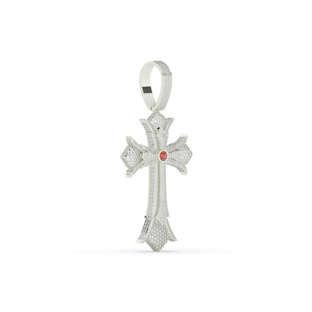 Red Center Gothic Cross Pendant