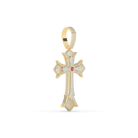 Red Center Gothic Cross Pendant