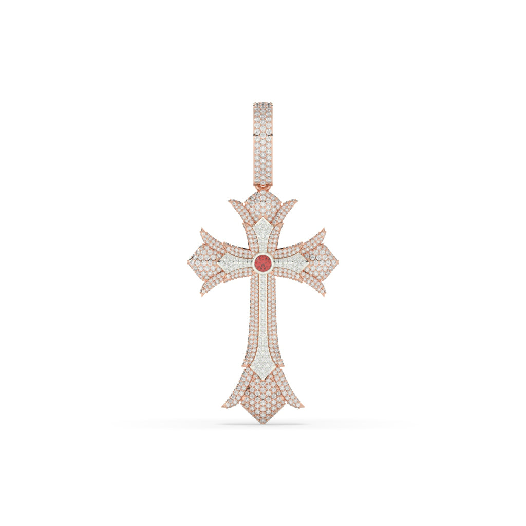 Red Center Gothic Cross Pendant