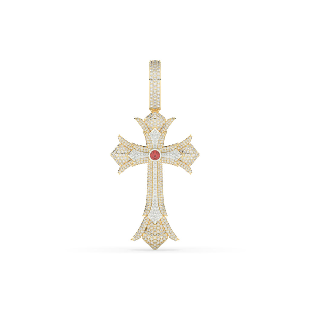 Red Center Gothic Cross Pendant