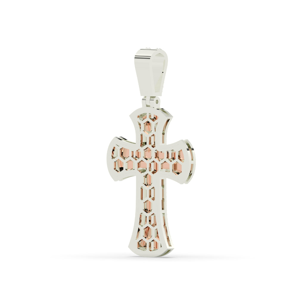 Rose Gold Baguette Cross Pendant
