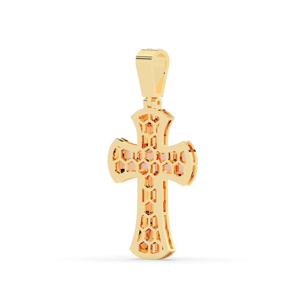 Rose Gold Baguette Cross Pendant