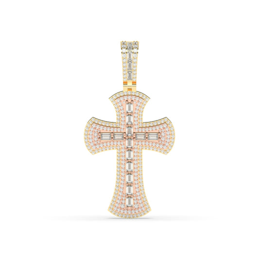 Rose Gold Baguette Cross Pendant
