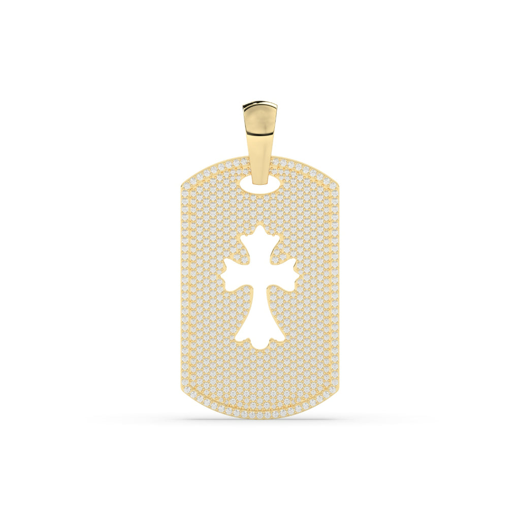 Cross Cut Gold Tag Pendant