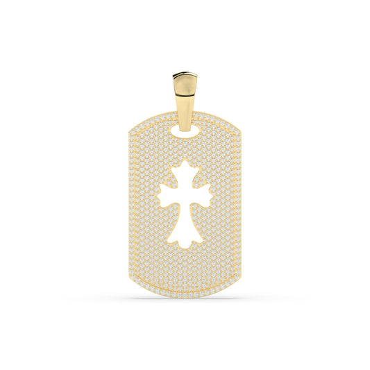 Cross Cut Gold Tag Pendant