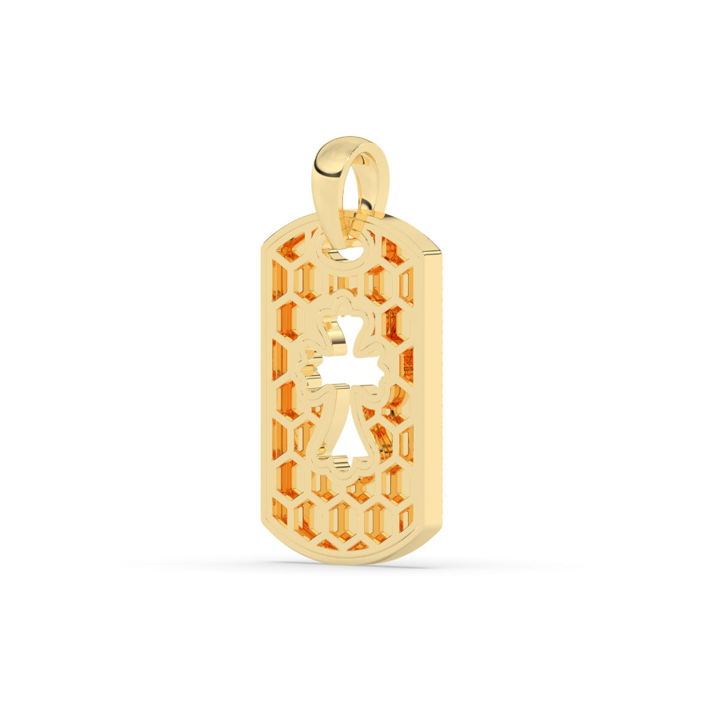 Cross Cut Gold Tag Pendant