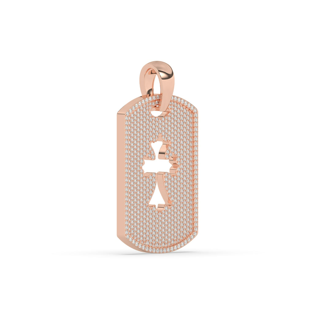 Cross Cut Gold Tag Pendant