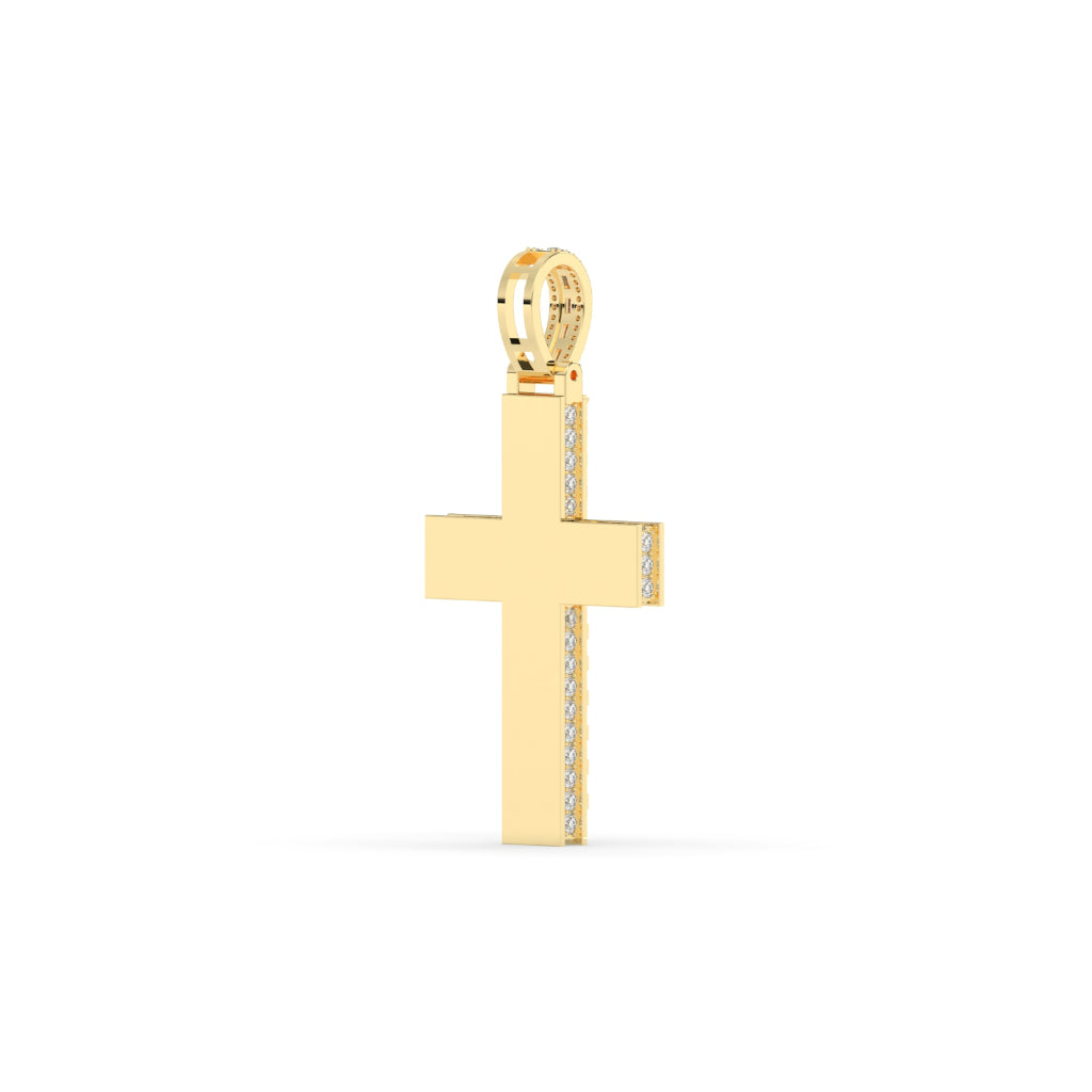 Baguette Diamond Grid Cross Pendant