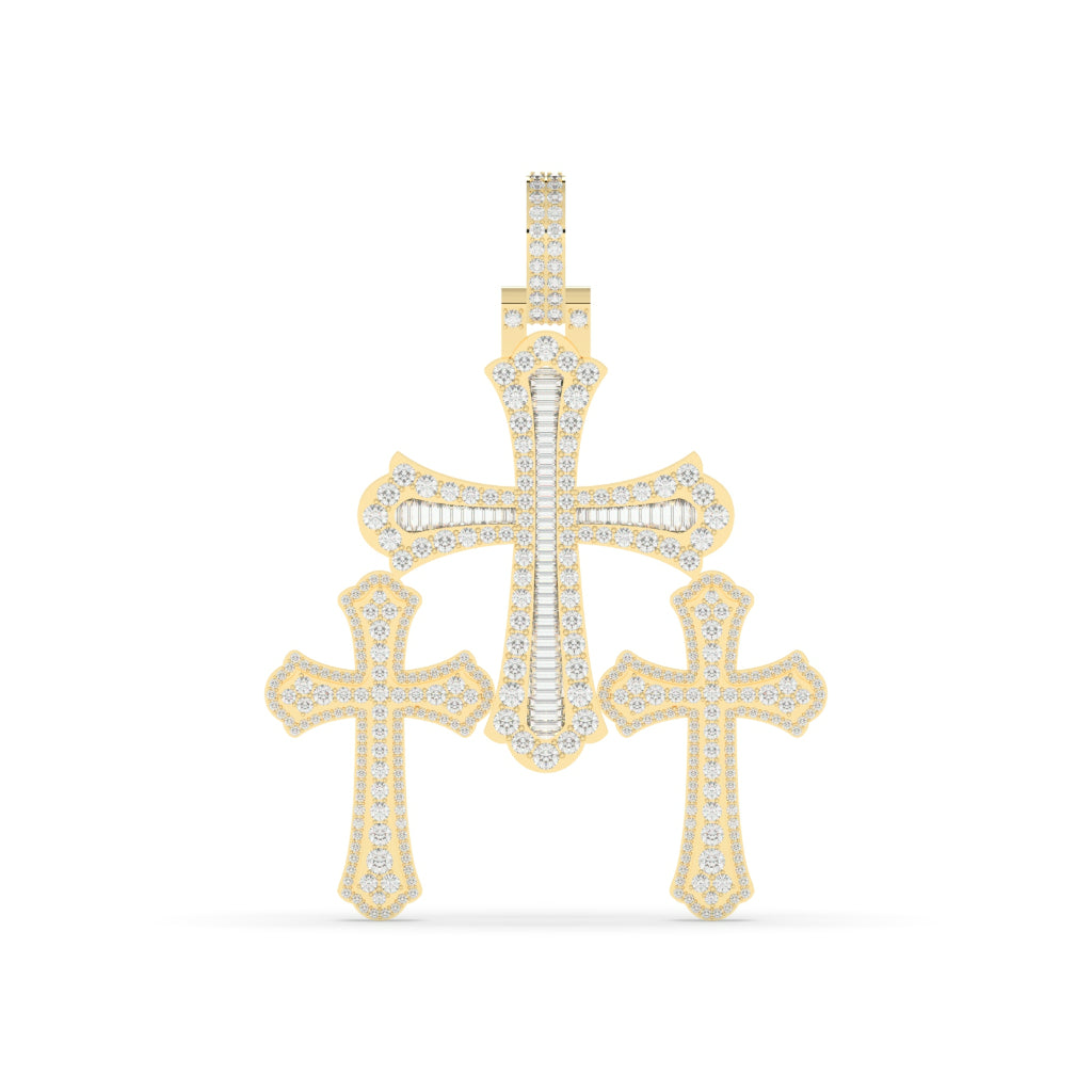 Triple Cross Diamond Statement Pendant
