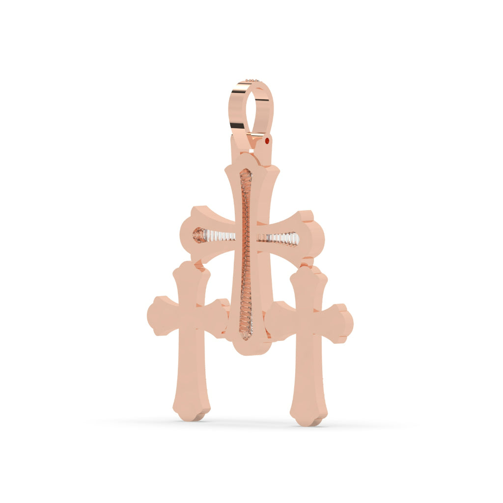 Triple Cross Diamond Statement Pendant