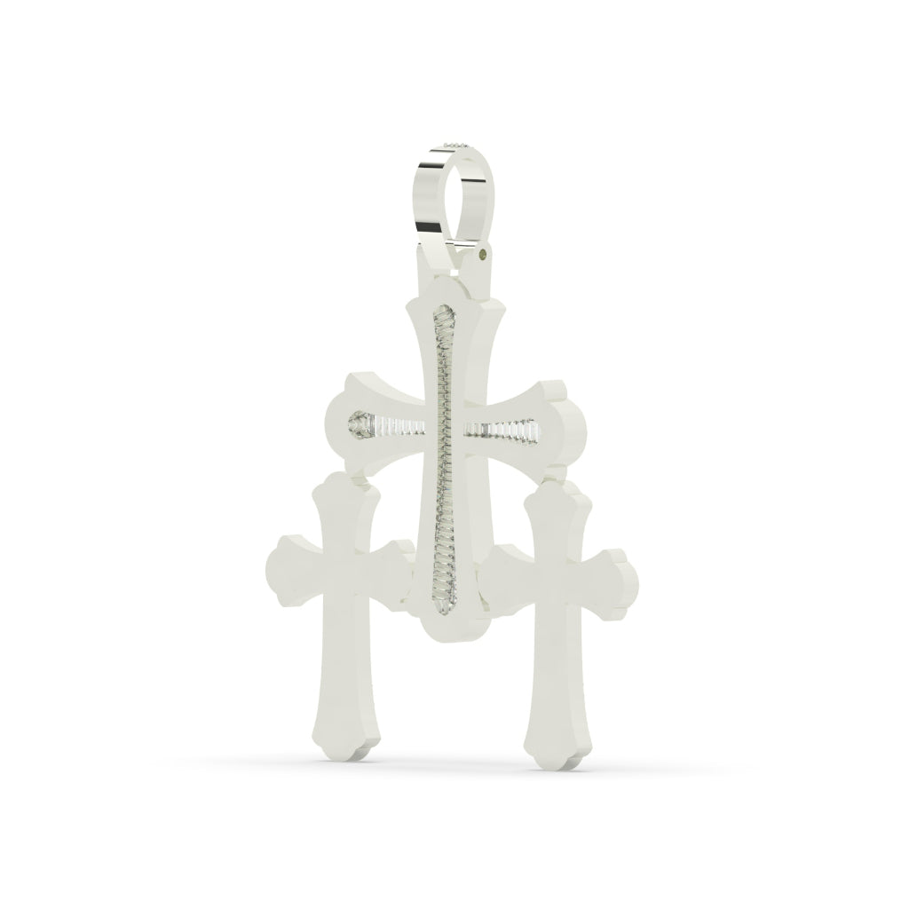 Triple Cross Diamond Statement Pendant