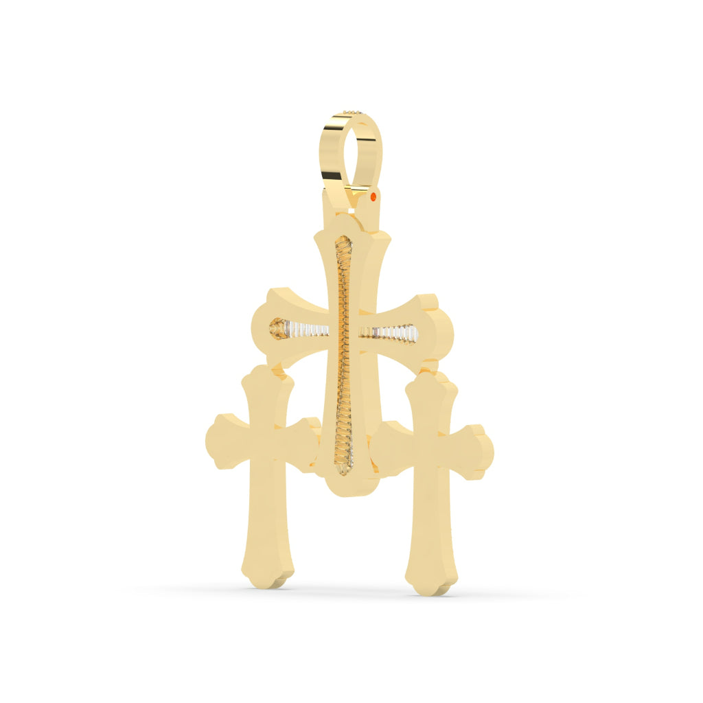 Triple Cross Diamond Statement Pendant
