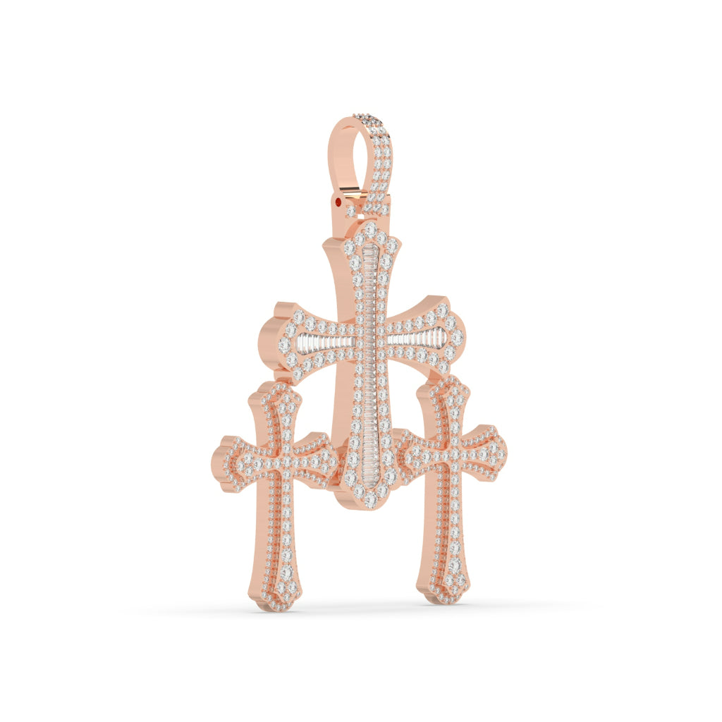 Triple Cross Diamond Statement Pendant