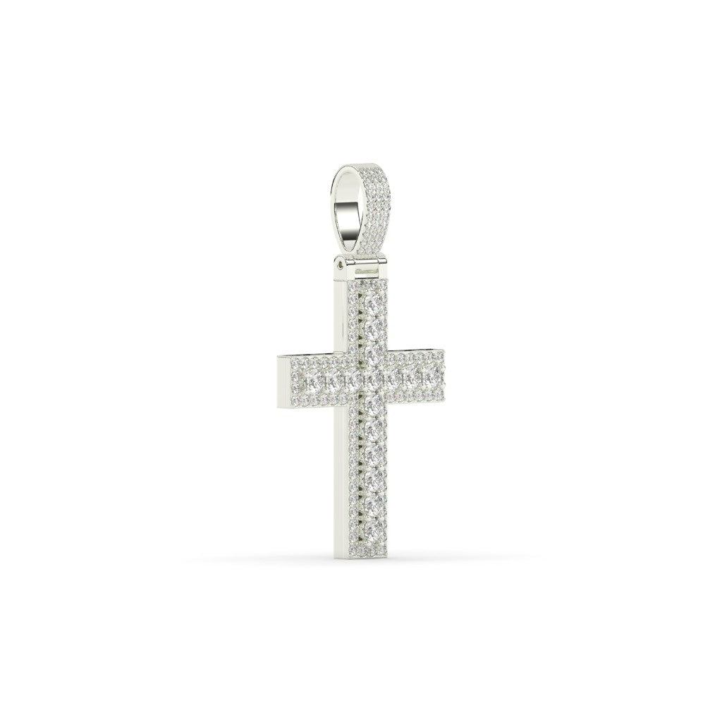 Radiant Round Diamond Cross Pendant