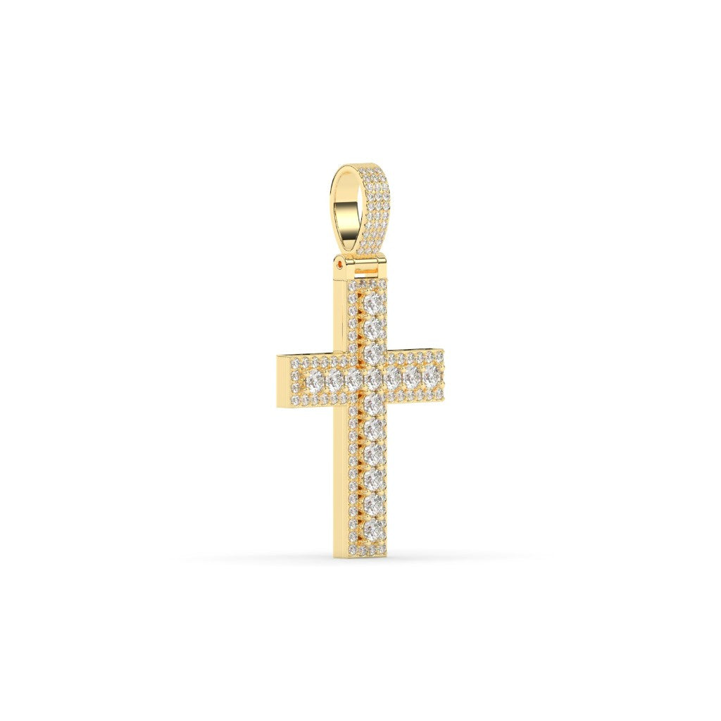 Radiant Round Diamond Cross Pendant