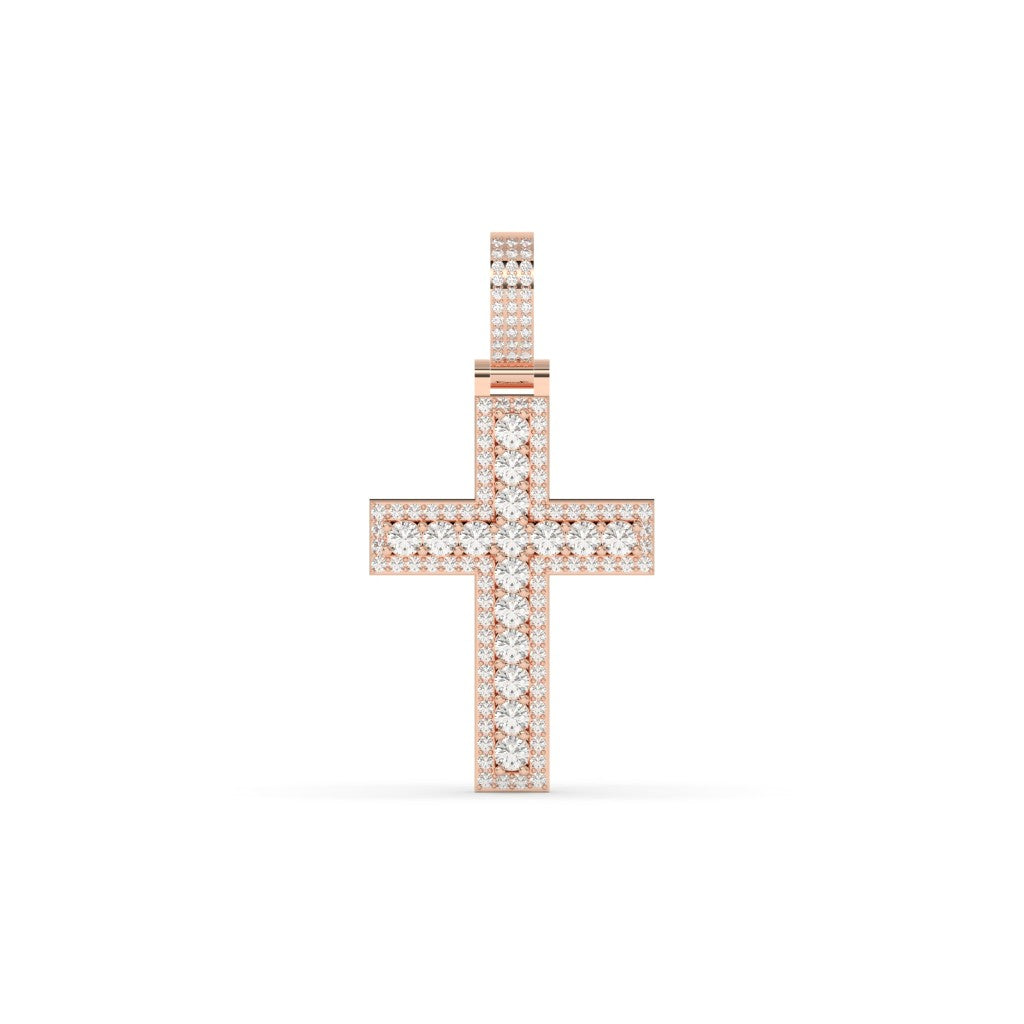 Radiant Round Diamond Cross Pendant