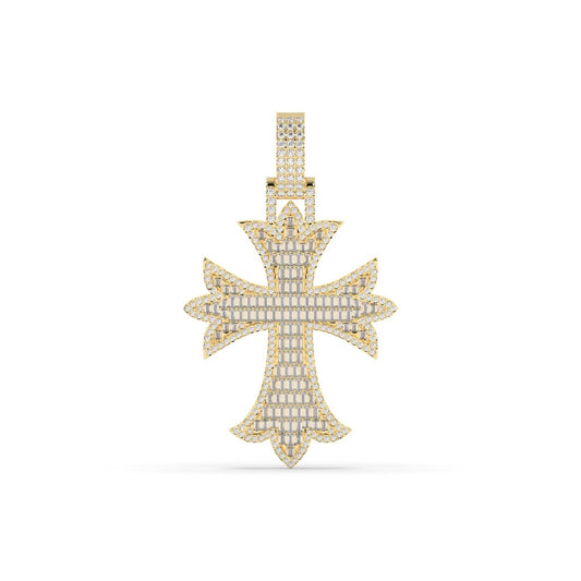 Baguette Gothic Diamond Cross Pendant