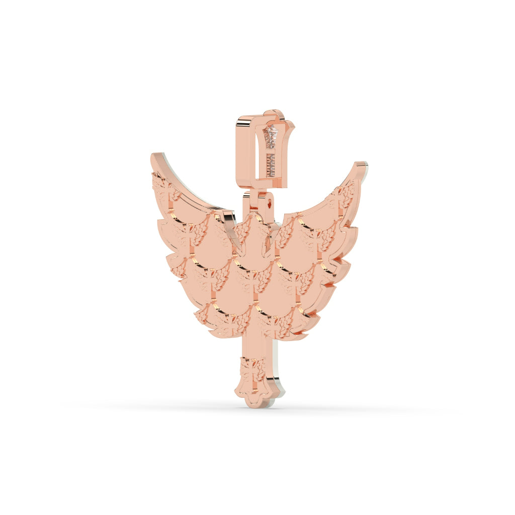 Angel Wings Baguette Cross Pendant