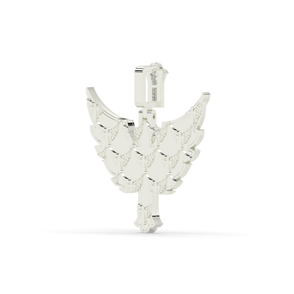 Angel Wings Baguette Cross Pendant