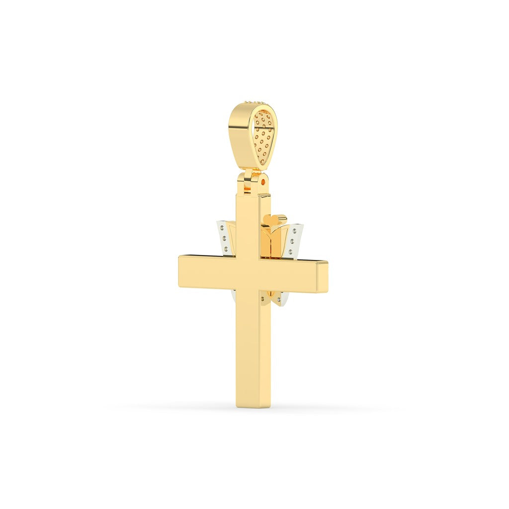 Butterfly Accent Diamond Cross Pendant