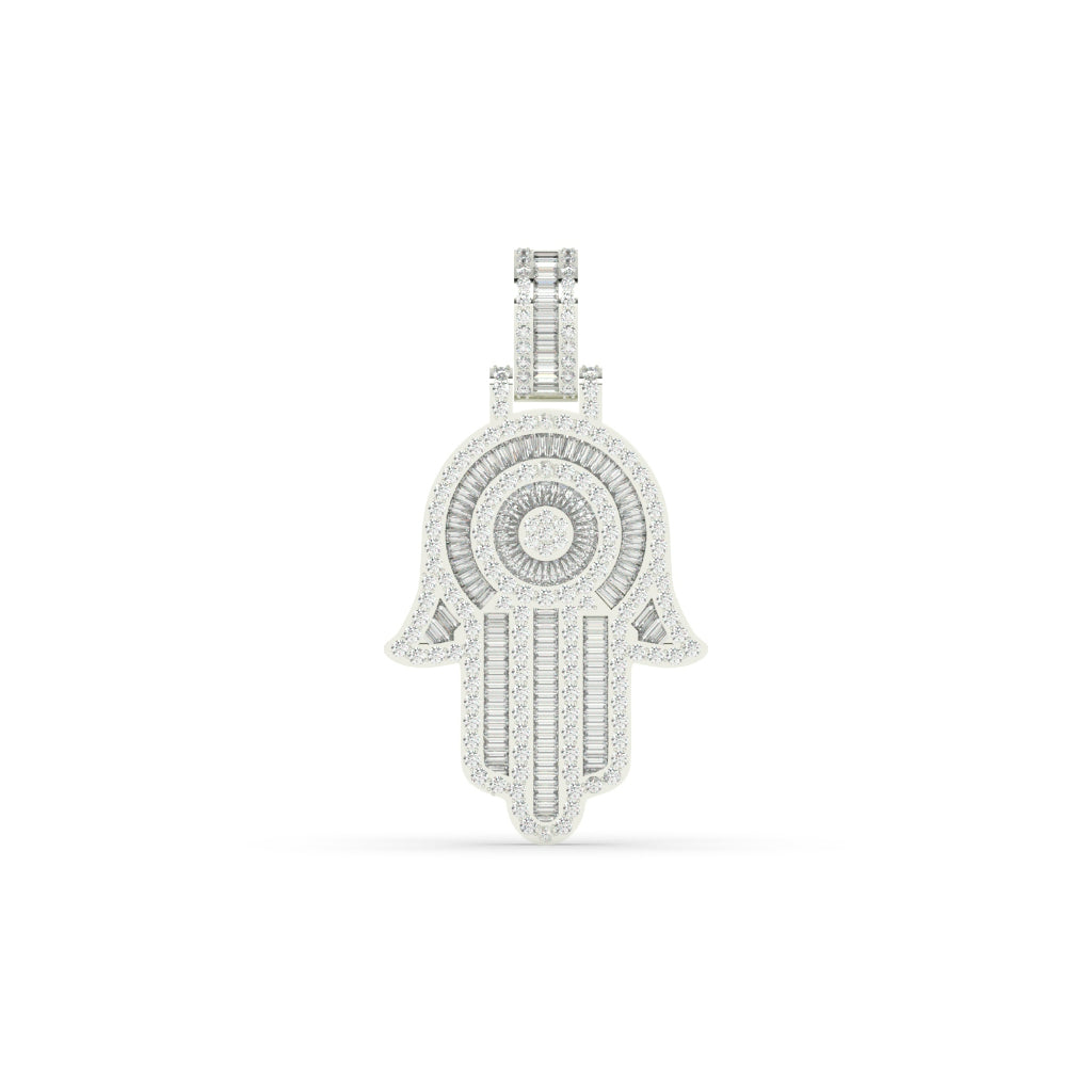 Iced Hamsa Hand Diamond Pendant