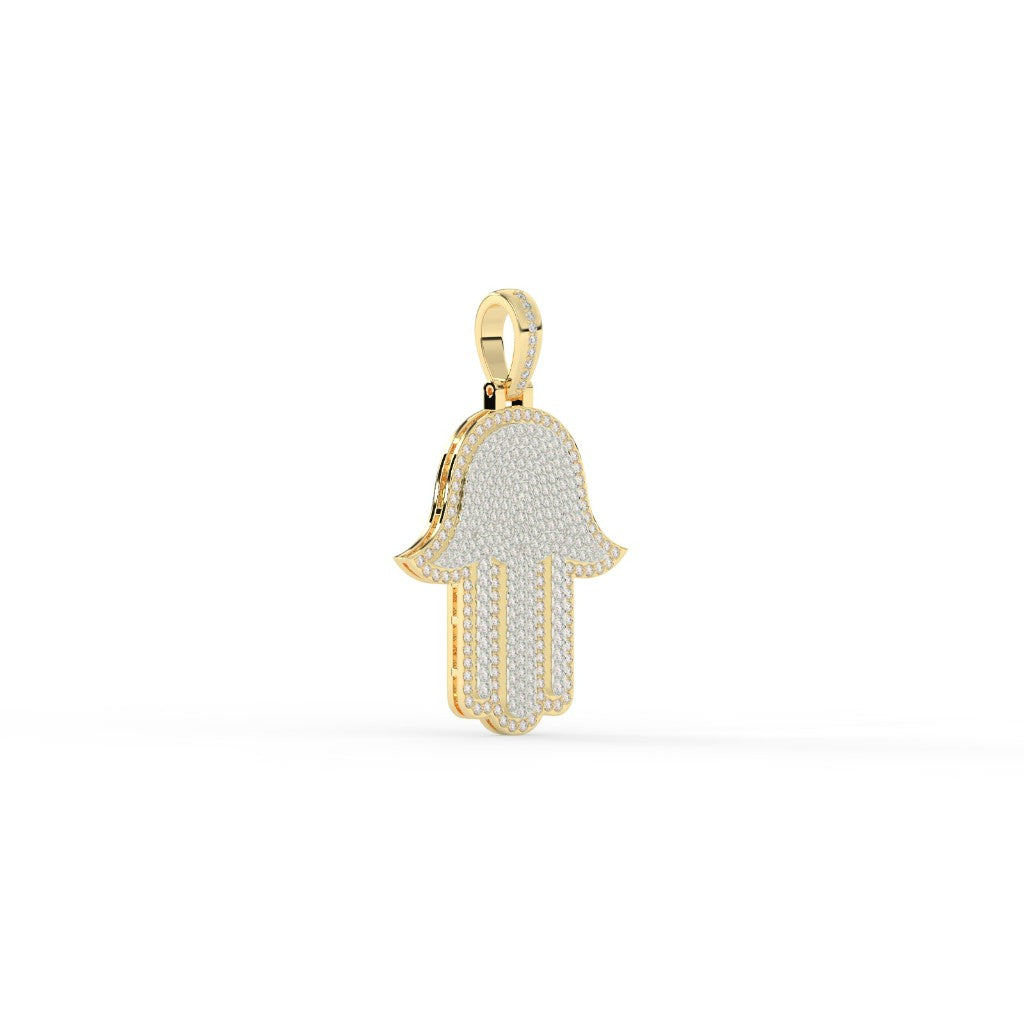 Iced Hamsa Hand Protection Pendant