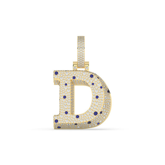 Iced Blue Dot D Pendant