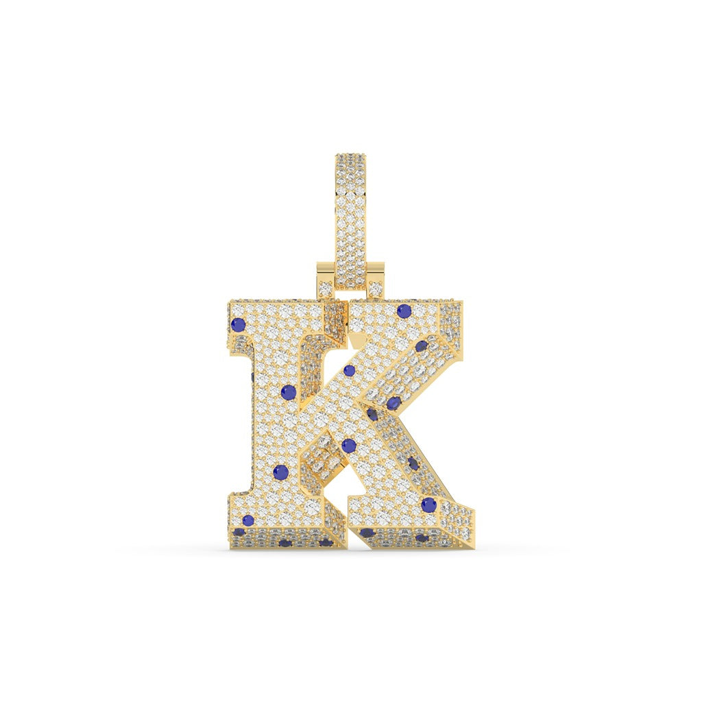 K Letter Iced Diamond Pendant