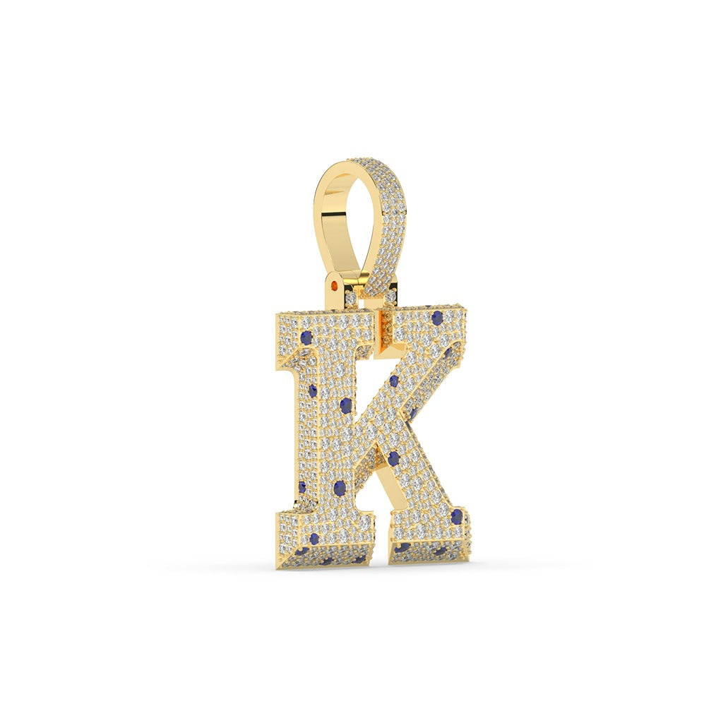 K Letter Iced Diamond Pendant