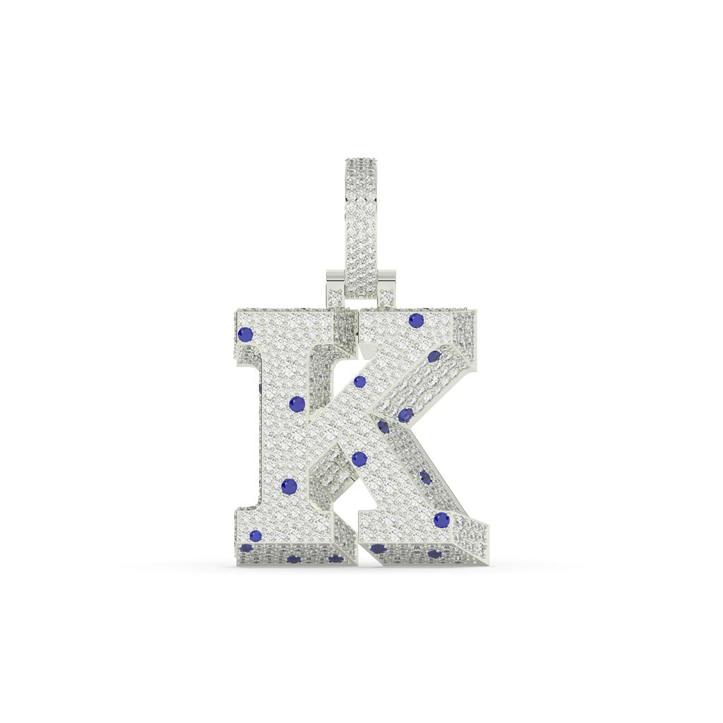 K Letter Iced Diamond Pendant