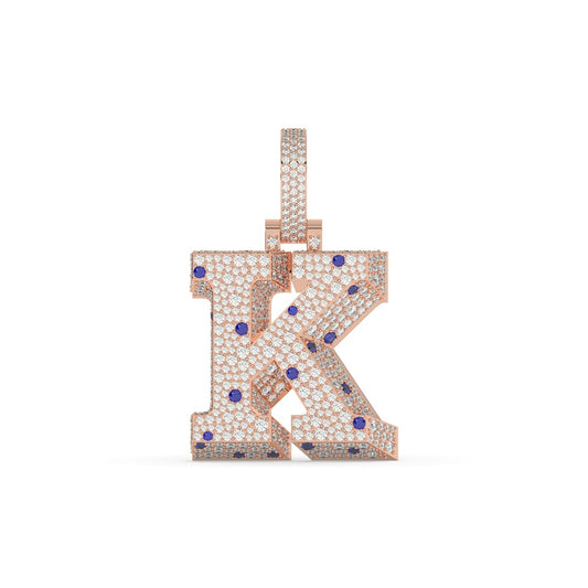 K Letter Iced Diamond Pendant