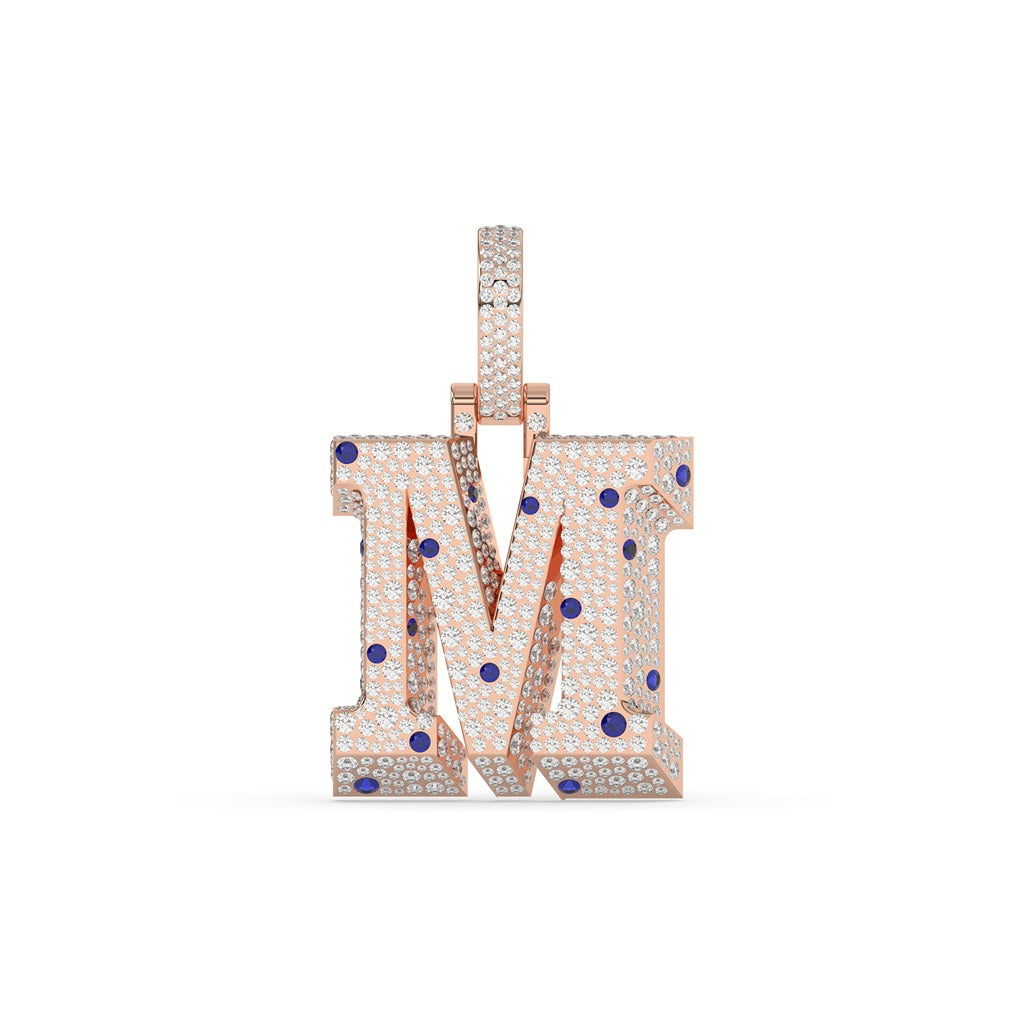 Majestic M Blue Iced Pendant
