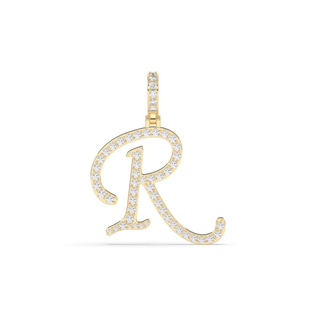 Elegant Diamond R Letter Pendant