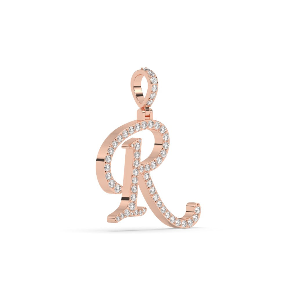 Elegant Diamond R Letter Pendant