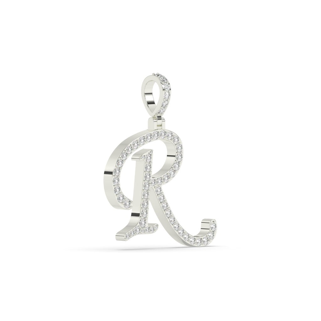 Elegant Diamond R Letter Pendant