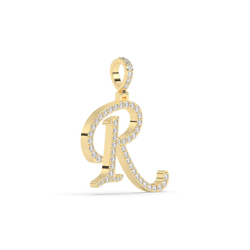 Elegant Diamond R Letter Pendant