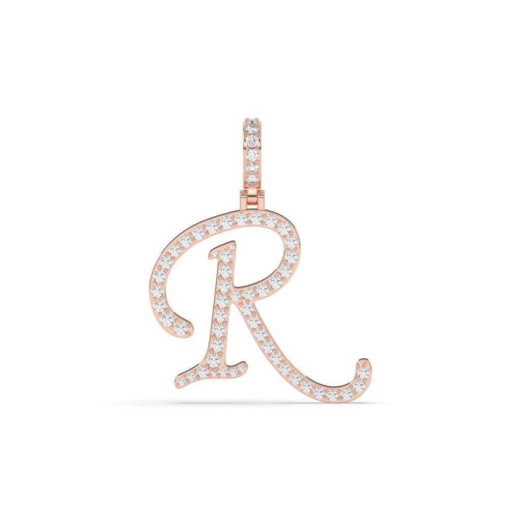 Elegant Diamond R Letter Pendant