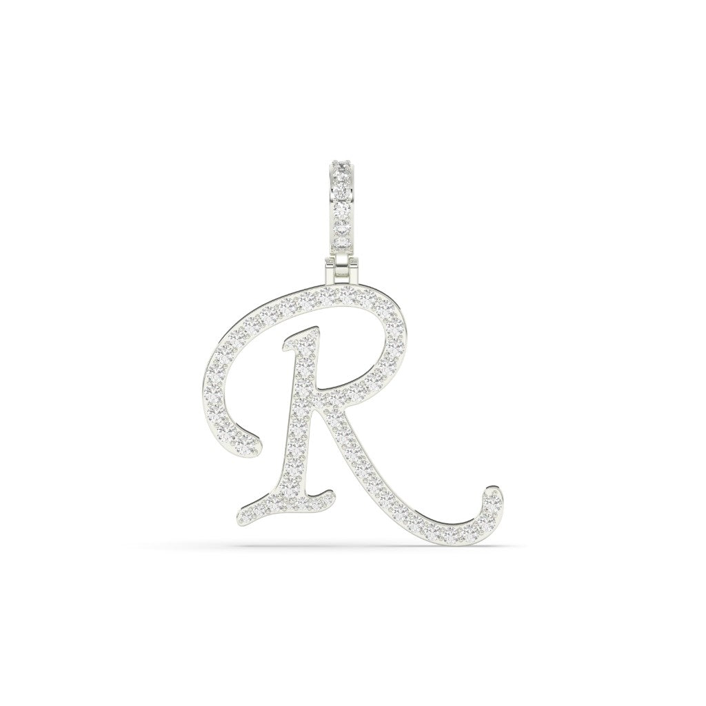Elegant Diamond R Letter Pendant