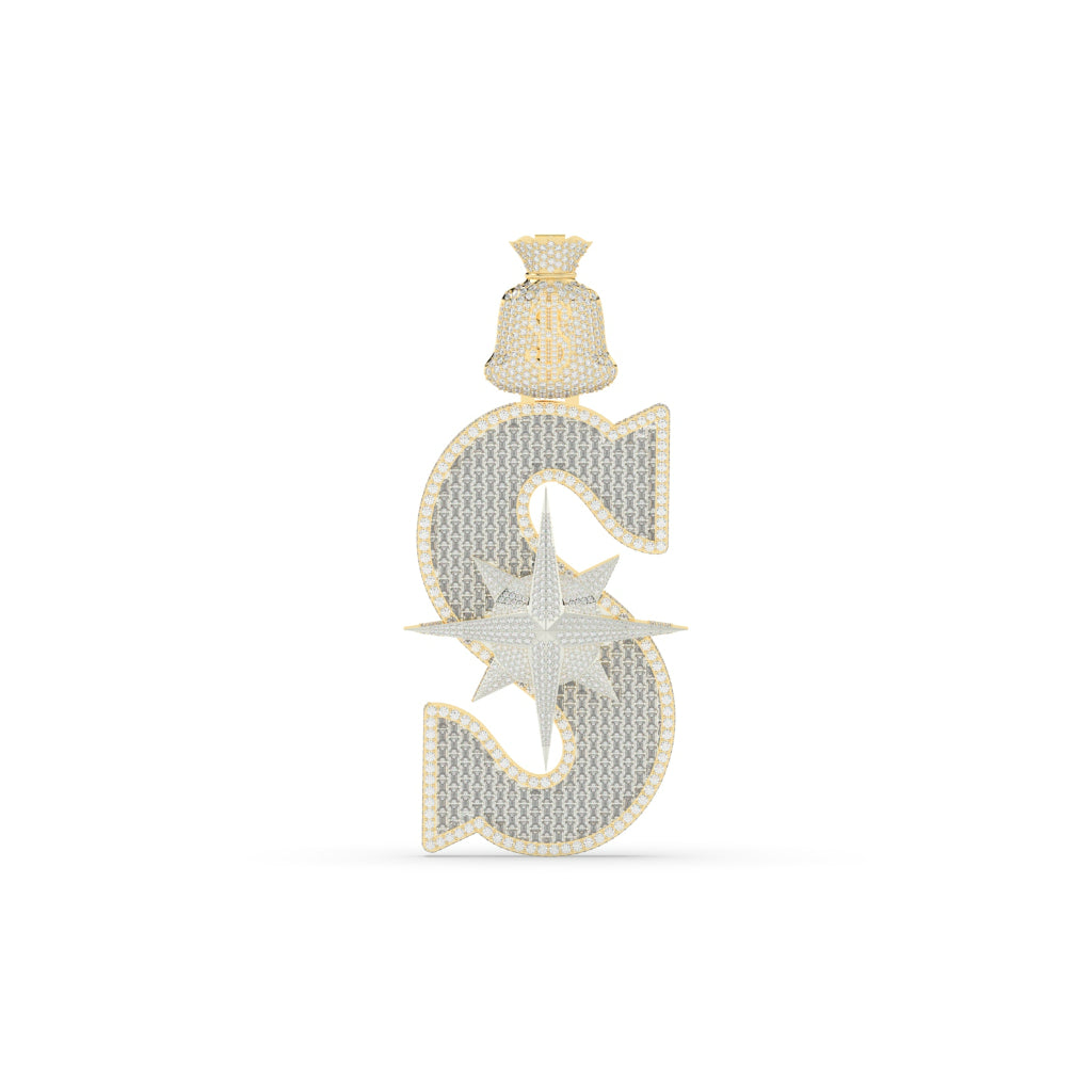 Iced Out Dollar Star Pendant