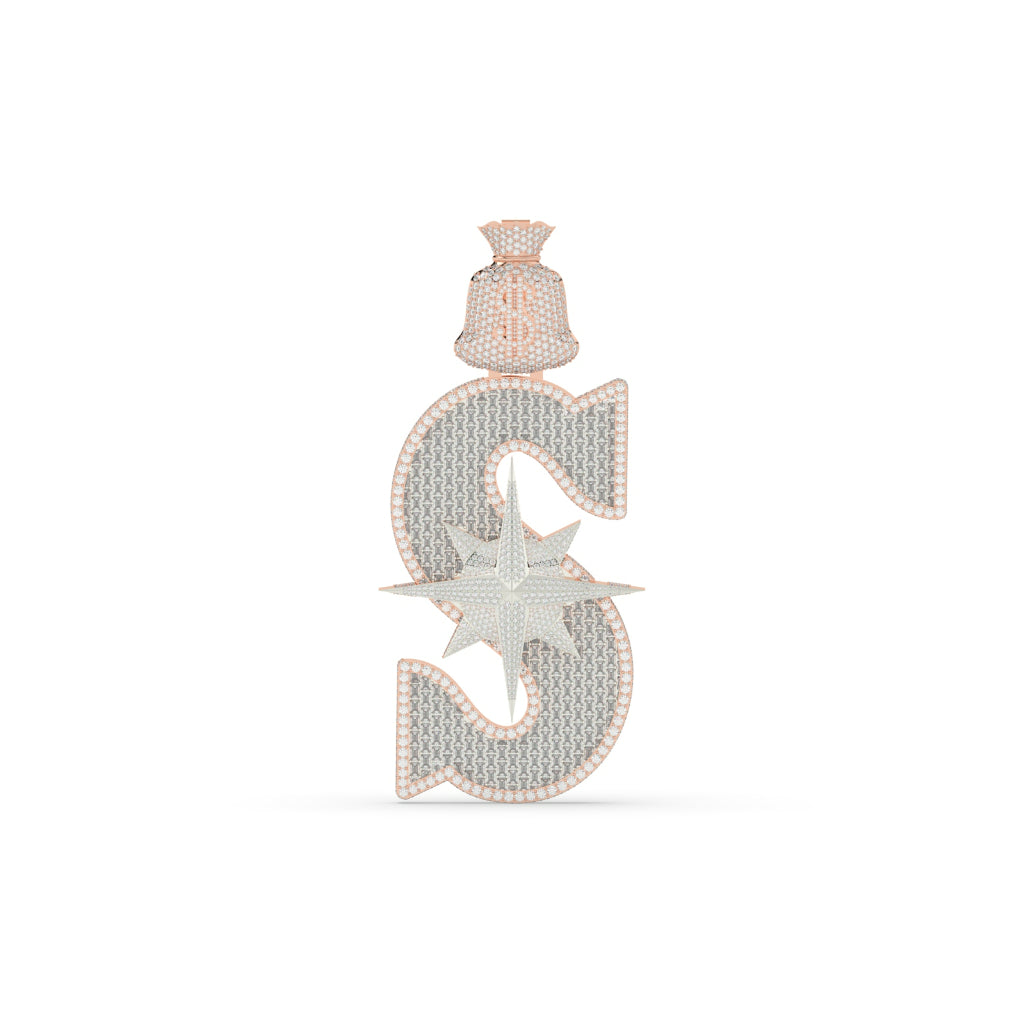 Iced Out Dollar Star Pendant