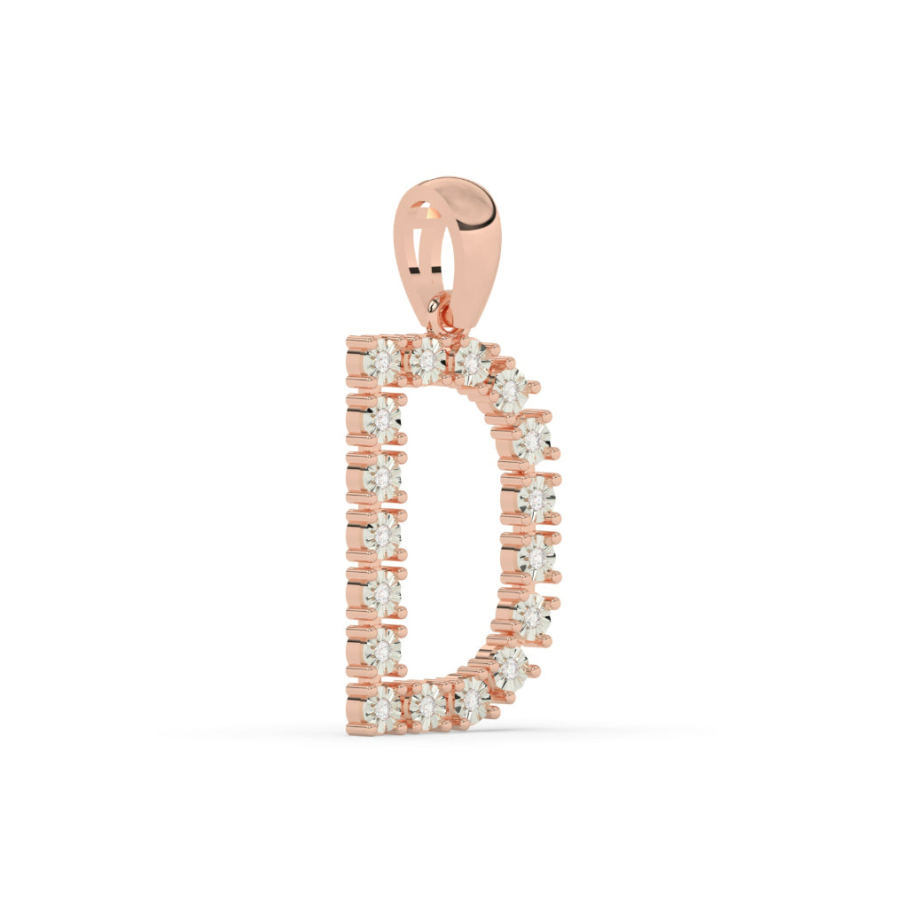 Delicate D Alphabet Diamond Necklace