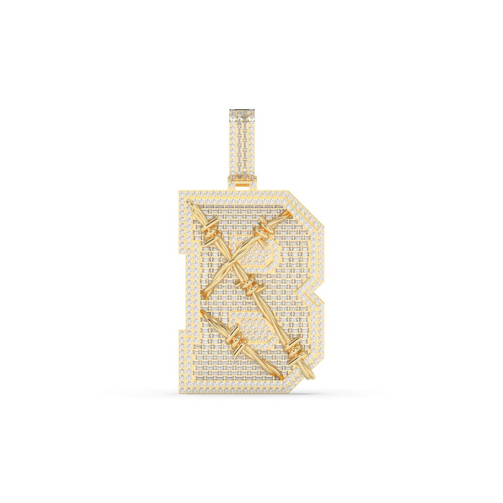 Barbed Wire B Iced Pendant