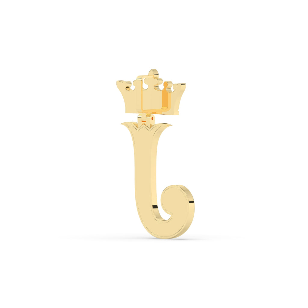 Crowned J Iced Letter Pendant