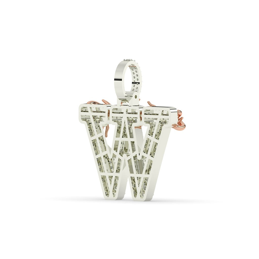 Bold Thorned W Diamond Necklace