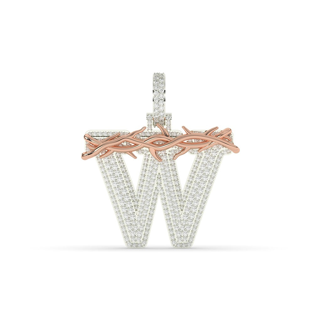 Bold Thorned W Diamond Necklace