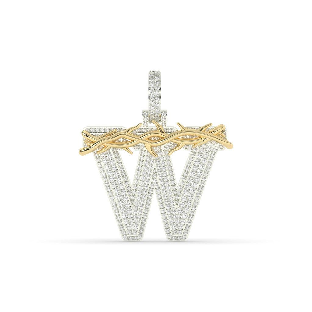 Bold Thorned W Diamond Necklace